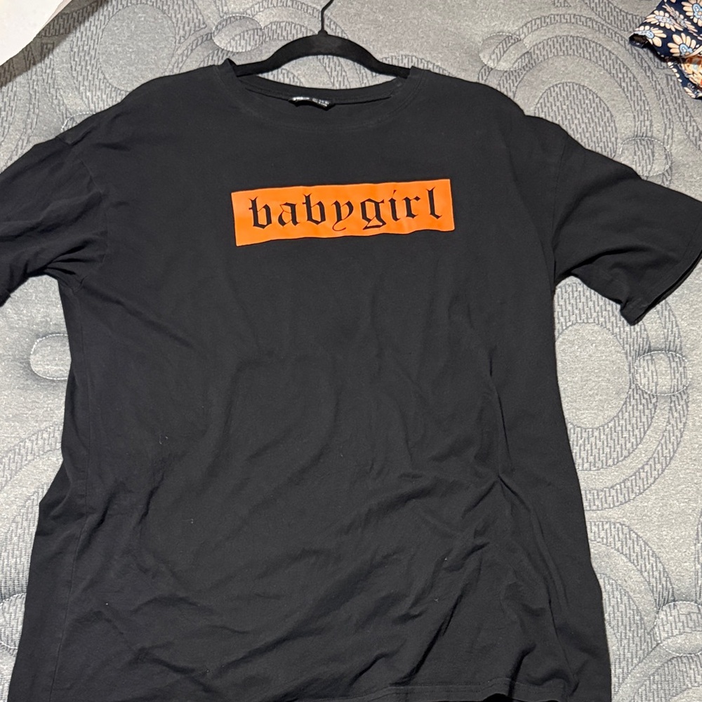 SHEIN Black Tee with Orange Graphic